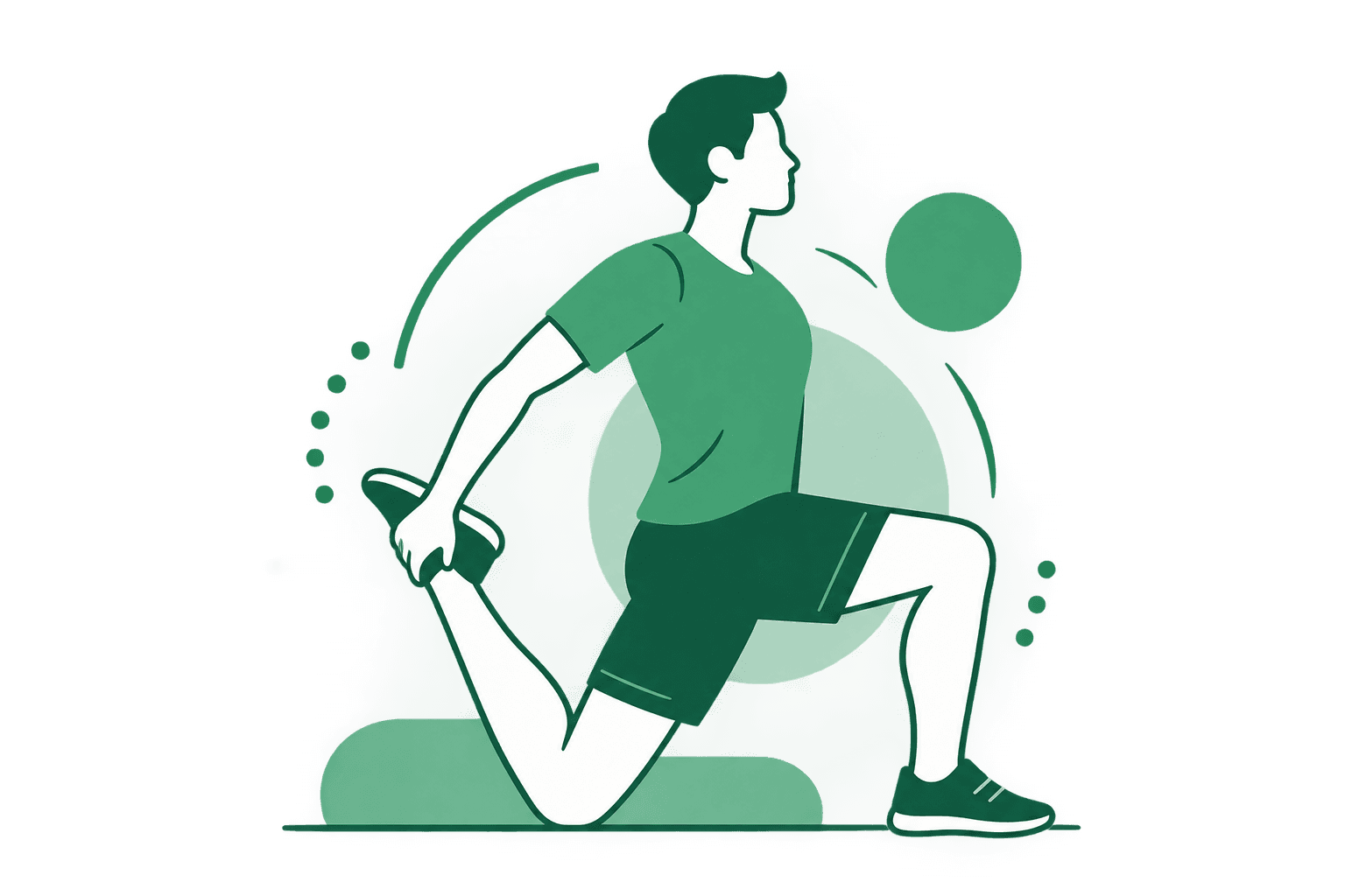 Illustration of a person stretching during a physiotherapy session